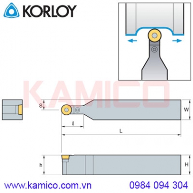 Cán dao tiện ngoài mảnh tròn PRDCN Korloy (Khóa đòn bẩy)