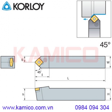 Cán dao tiện ngoài 45° PSDNN Korloy (loại Khóa đòn bẩy)