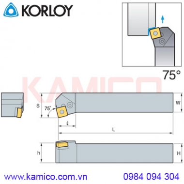 Cán dao tiện ngoài góc 45° PSKNR/L Korloy (loại Khóa đòn bẩy)