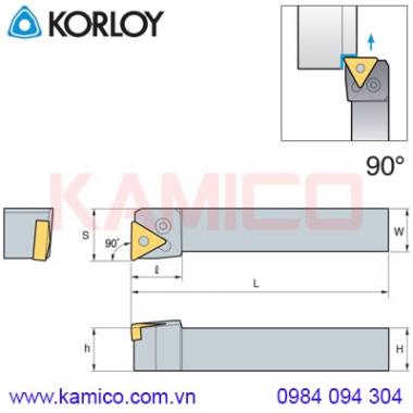 Cán dao tiện ngoài 90° PTFNR/L Korloy (loại Khóa đòn bẩy)