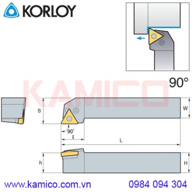 Cán dao tiện ngoài 90° PTGNR/L Korloy (loại Khóa đòn bẩy)