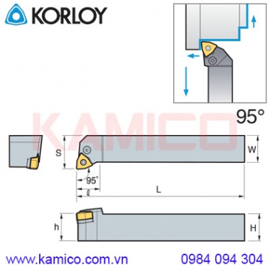 Cán dao tiện ngoài 95° PWLNR/L Korloy (loại Khóa đòn bẩy)