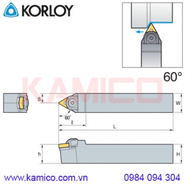 Cán dao tiện ngoài 60° WTENN Korloy (kiểu kẹp nêm)