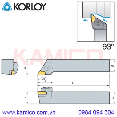 Cán dao tiện ngoài 93° CKJNR/L Korloy (loại kẹp trên)