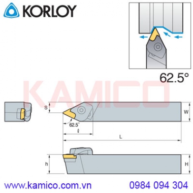 Cán dao tiện ngoài 62.5° CKNNR/L Korloy (loại kẹp trên)