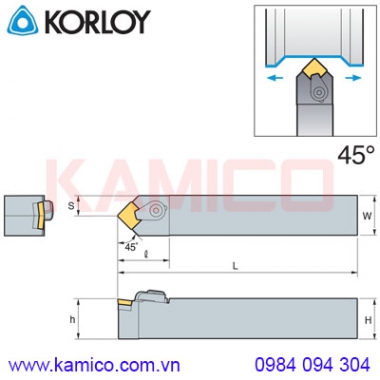 Cán dao tiện ngoài 45° CSDPN Korloy (loại kẹp trên)