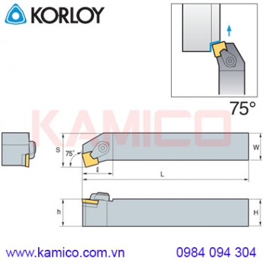 Cán dao tiện ngoài 75° CSKPR/L Korloy (loại kẹp trên)