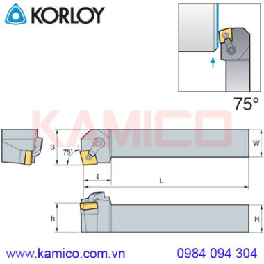 Cán dao tiện ngoài 75° MCKNR/L Korloy (loại Khóa đa năng)