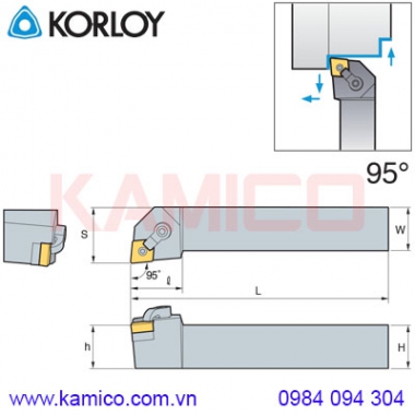 Cán dao tiện ngoài 95° MCLNR/L Korloy (loại Khóa đa năng)