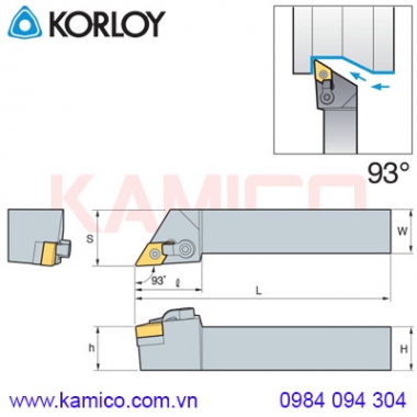 Cán dao tiện ngoài 93° MDJNR/L Korloy (loại Khóa đa năng)