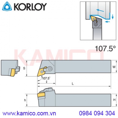 Cán dao tiện ngoài 107.5° MDQNR/L Korloy (loại Khóa đa năng)