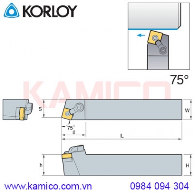 Cán dao tiện ngoài 75° MSBNR/L Korloy (loại Khóa đa năng)