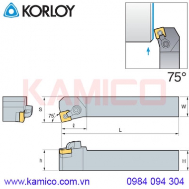 Cán dao tiện ngoài 75° MSKNR/L Korloy (loại Khóa đa năng)