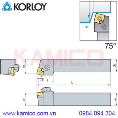 Cán dao tiện ngoài 75° MSRNR/L Korloy (loại Khóa đa năng)