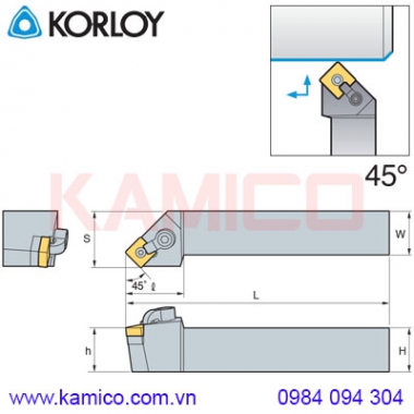 Cán dao tiện ngoài 45° MSSNR/L Korloy (loại Khóa đa năng)