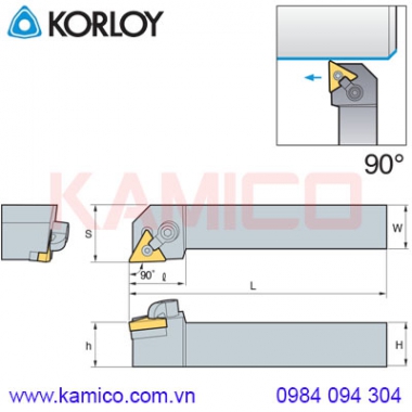 Cán dao tiện ngoài 90° MTGNR/L Korloy (loại Khóa đa năng)
