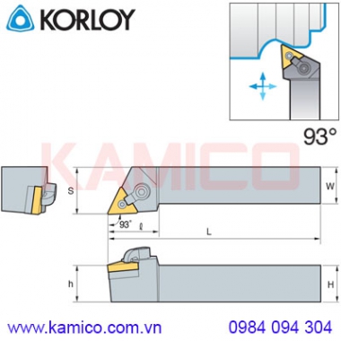 Cán dao tiện ngoài 93° MTJNR/L Korloy (loại Khóa đa năng)