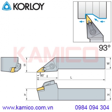 Cán dao tiện ngoài 93° MVJNR/L Korloy (loại Khóa đa năng)