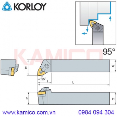 Cán dao tiện ngoài 95° MWLNR/L Korloy (loại Khóa đa năng)