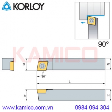 Cán dao tiện ngoài 90° SCACR/L Korloy (loại kẹp vít trên)