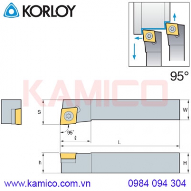 Cán dao tiện ngoài 95° SCLCR/L Korloy (loại kẹp vít trên)