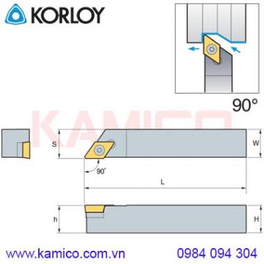 Cán dao tiện ngoài 90° SDACR/L Korloy (loại kẹp vít trên)