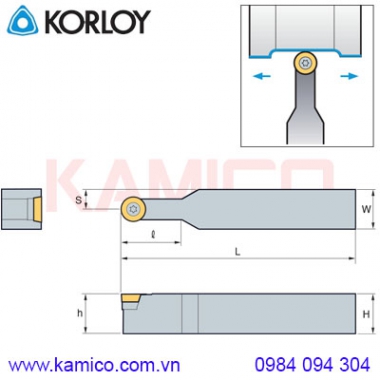 Cán dao tiện ngoài mảnh tròn SRDCN Korloy (loại kẹp vít trên)