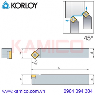Cán dao tiện ngoài 45° SSSCR/L Korloy (loại kẹp vít trên)