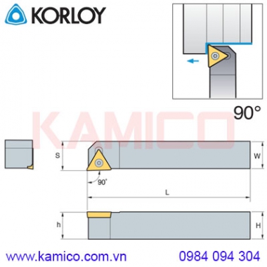 Cán dao tiện ngoài 90° STACR/L Korloy (loại kẹp vít trên)