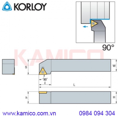 Cán dao tiện ngoài 90° STGCR/L Korloy (loại kẹp vít trên)