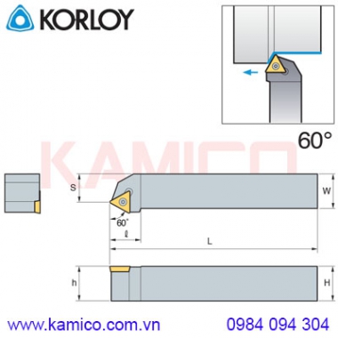 Cán dao tiện ngoài 60° STTCR/L Korloy (loại kẹp vít trên)