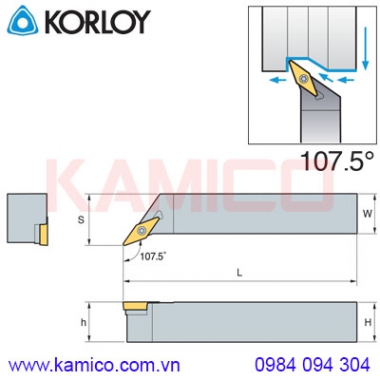 Cán dao tiện ngoài 107.5° SVHBR/L Korloy (loại kẹp vít trên)