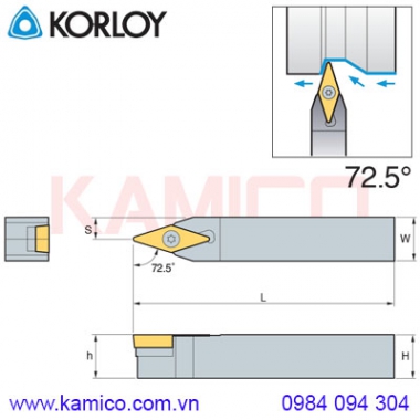 Cán dao tiện ngoài 72.5° SVVCN Korloy (loại kẹp vít trên)