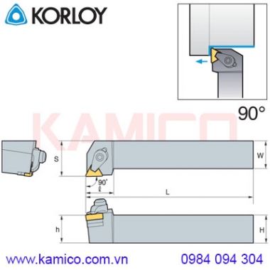 Cán dao tiện ngoài bằng Ceramic góc 90° CTGNR/L Korloy