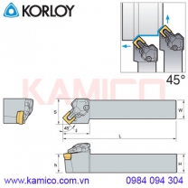 Cán dao tiện ngoài có tưới nguội 45° PSSNR/L Korloy