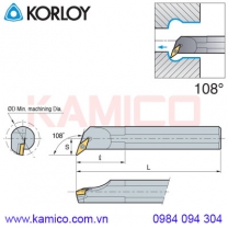 Cán dao tiện lỗ góc 108° SVQCR/L Korloy (loại kẹp vít trên)