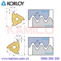 Mảnh dao tiện ren góc  55° Korloy