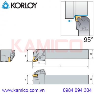 Cán dao tiện ngoài có tưới nguội 95° PCLNR/L Korloy