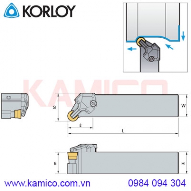 Cán dao tiện ngoài có tưới nguội SRGCR/L Korloy (mảnh tròn)