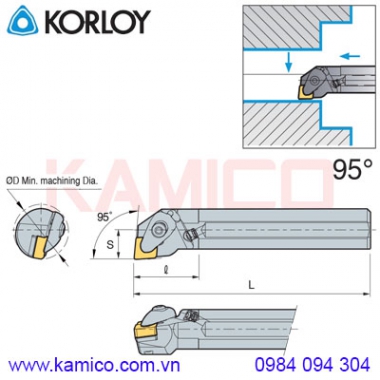 Cán dao tiện lỗ góc 95° DCLNR/L Korloy (loại kẹp đôi)