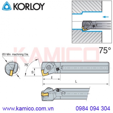 Cán dao tiện lỗ góc 75° DSKNR/L Korloy (loại kẹp đôi)