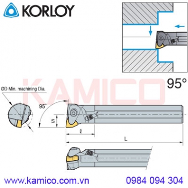 Cán dao tiện lỗ góc 95° DWLNR/L Korloy (loại kẹp đôi)