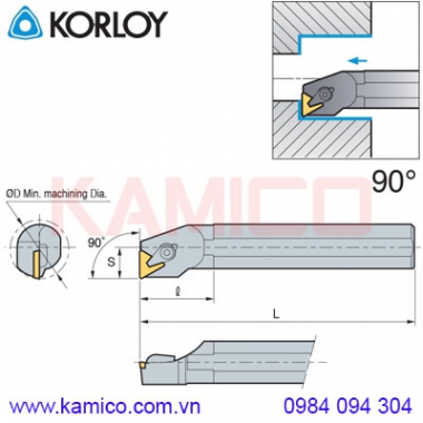 Cán dao tiện lỗ góc 90° CTFPR/L Korloy (loại kẹp trên)