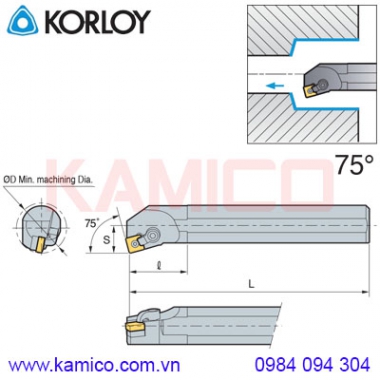 Cán dao tiện lỗ góc 75° MSKNR/L Korloy (loại khóa đa năng)