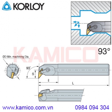 Cán dao tiện lỗ góc 93° MVUNR/L Korloy (loại khóa đa năng)