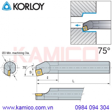 Cán dao tiện lỗ góc 75° SSKPR/L Korloy (loại kẹp vít trên)