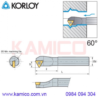 Cán dao tiện lỗ góc 60° STWPR/L Korloy (loại kẹp vít trên)