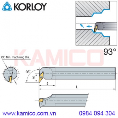 Cán dao tiện lỗ góc 93° SVUBR/L Korloy (loại kẹp vít trên)