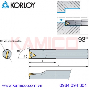 Cán dao tiện lỗ loại nhỏ góc 93° STUBR/L Korloy