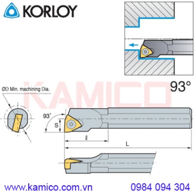 Cán dao tiện lỗ loại nhỏ góc 93° SWUBR/L Korloy